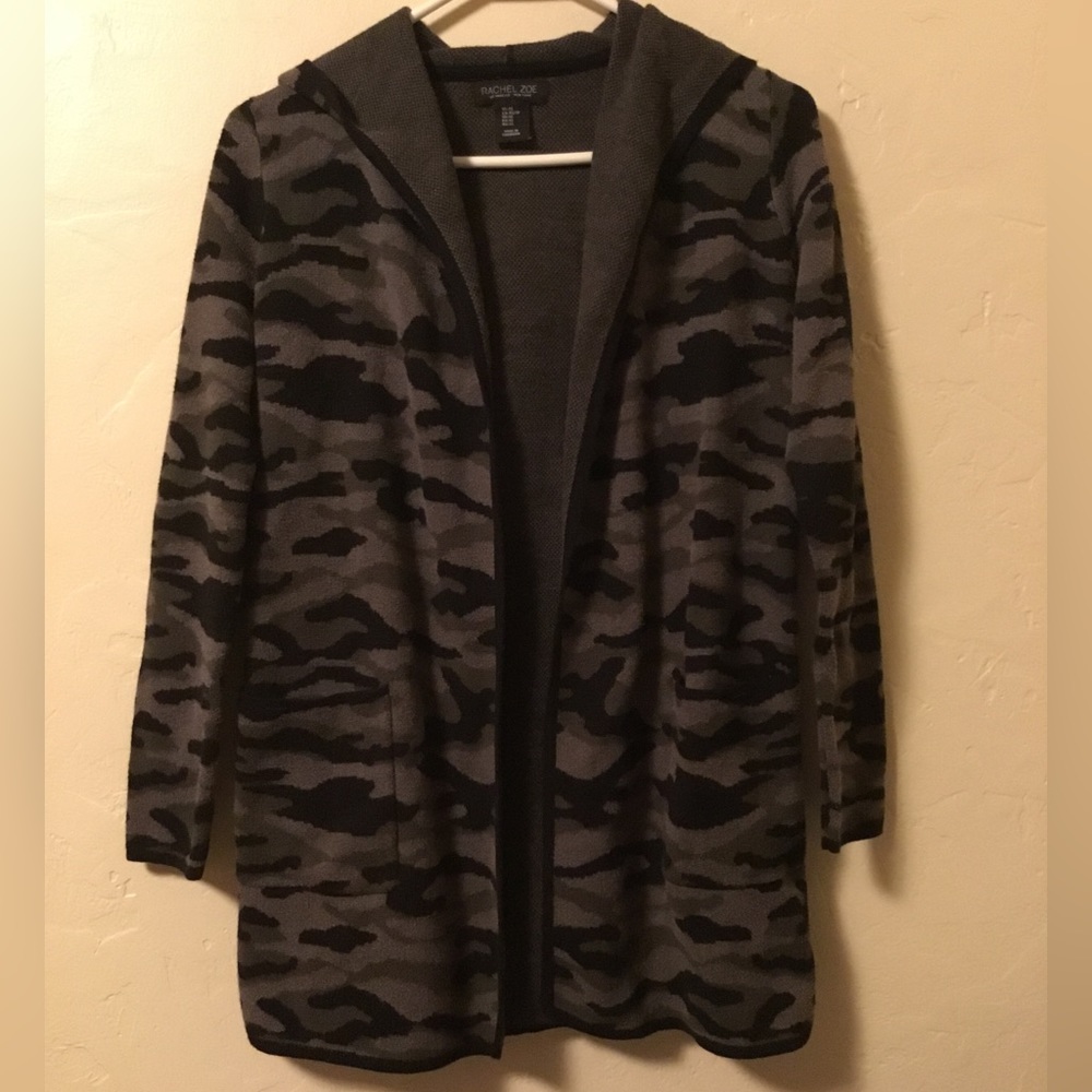 Rachael Zoe Camo Hooded Cardigan Size XS